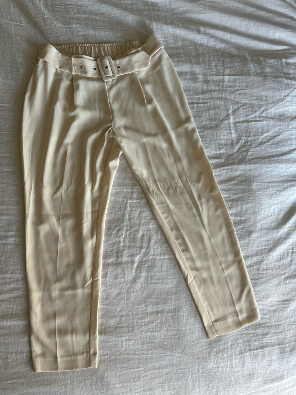 Nine West Cream Tailored Belted Pants
